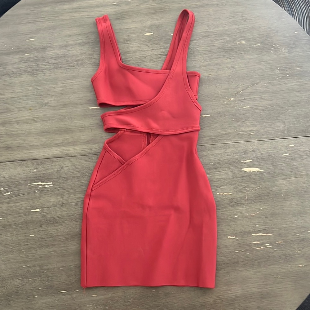 Mini Bandage Dress with Rib Cutout